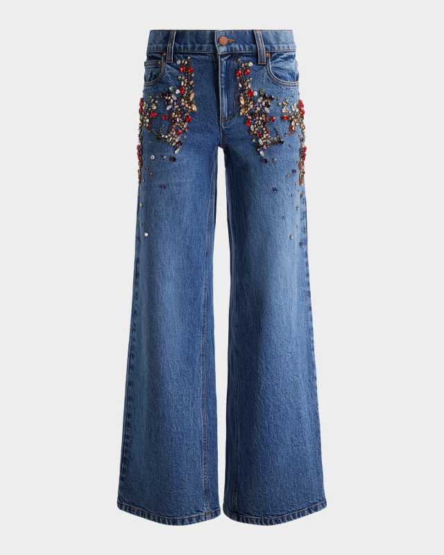 Amazing Embellished Low-Rise Baggy Jeans